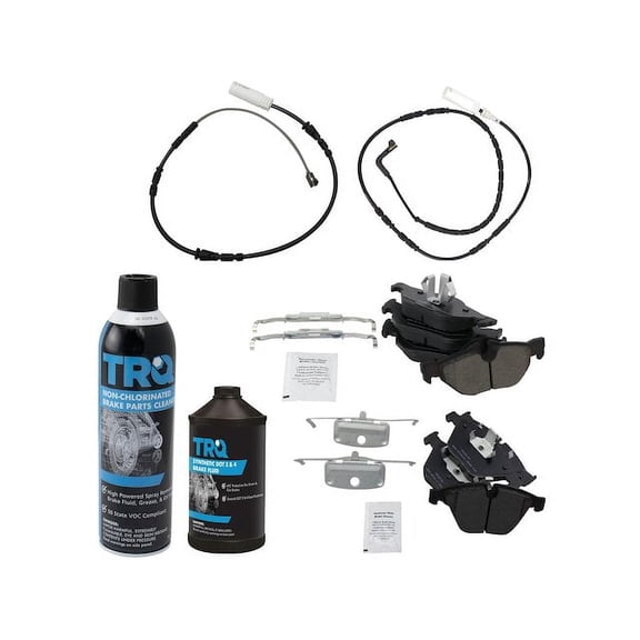 Brake Pad Set with Wear Sensors 6 Piece Set - Compatible with 2007 - 2013 BMW 328i 3.0L 6-Cylinder Naturally Aspirated 2008 2009 2010 2011 2012