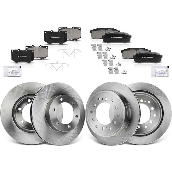Brake Pad and Rotor Kit 12 - Compatible with 2001 - 2003 Toyota Sequoia 4.7L V8 2002