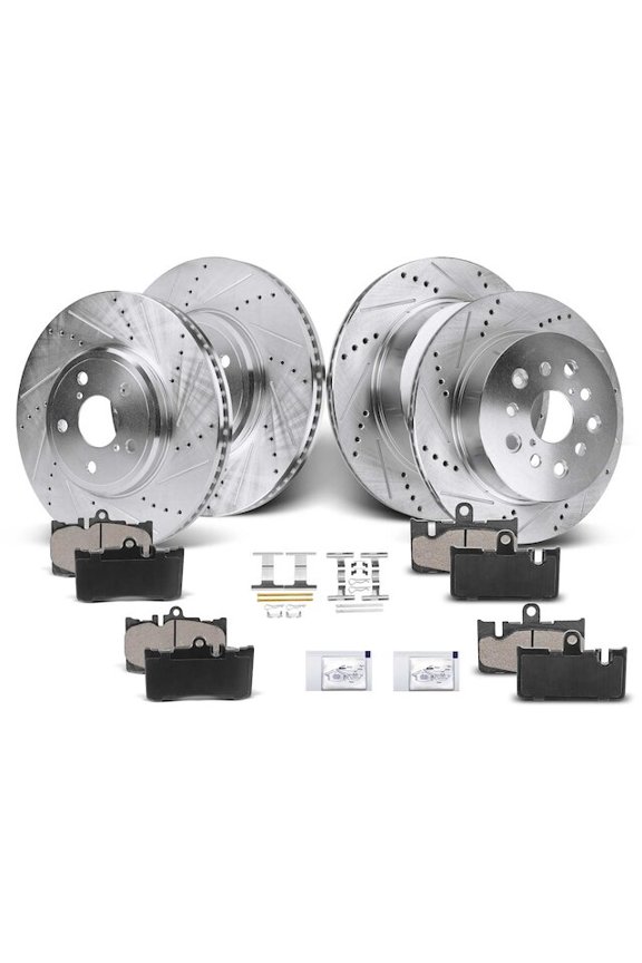 Brake Pad and Rotor Kit 12 - Compatible with 2001 - 2006 Lexus LS430 Base 4.3L V8 - Autopart Premium