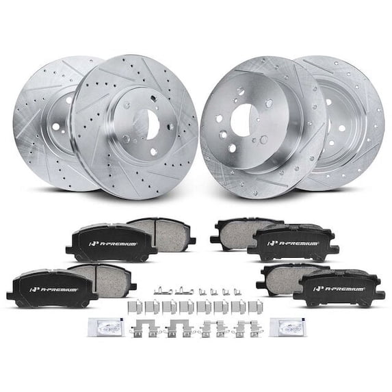 Brake Pad and Rotor Kit 12 - Compatible with 2004 - 2007 Toyota Highlander - Autopart Premium