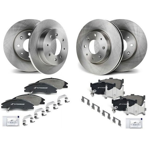 Brake Pad and Rotor Kit 12 - Compatible with 2004 - 2009 Kia Spectra 2.0L 4-Cylinder 2005 2006 2007 2008