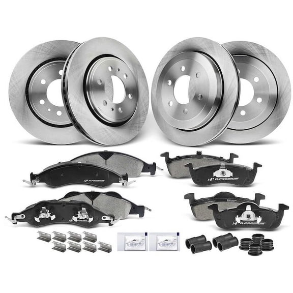Brake Pad and Rotor Kit 12 - Compatible with 2007 - 2009 Ford Expedition 5.4L V8 2008