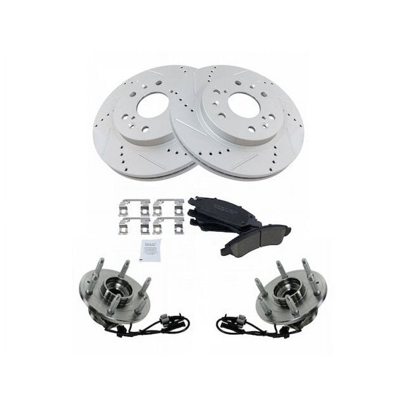 Brake Pad and Rotor and Wheel Hub Kit - Compatible with 2008 - 2014 GMC Yukon 4WD 2009 2010 2011 2012 2013