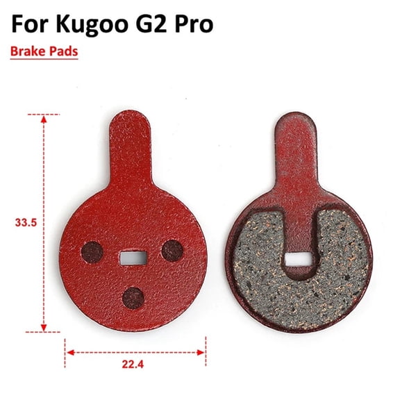 Brake Pads for Kugoo G2 Pro Electric Scooter, for BOLI BB8 NOVELA YINXING BOLIDS, Metal Copper Disc Brake Pads 33.5x22.4mm, Low Noise High Heat Dissipation, Red