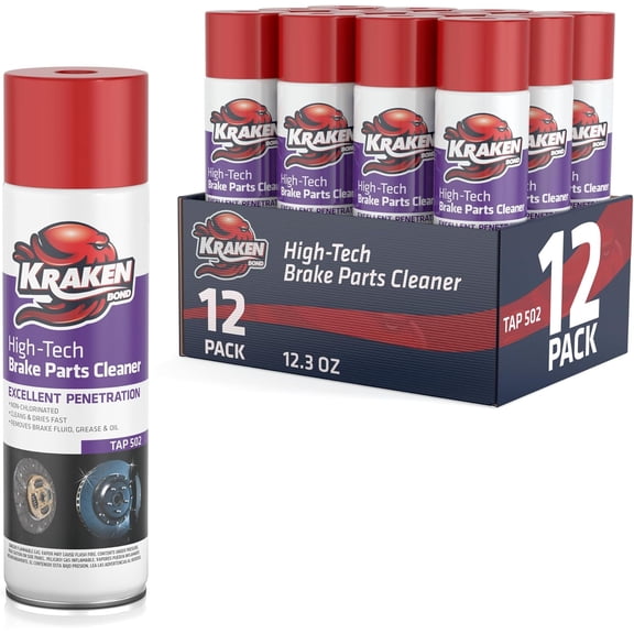 Brake Parts Cleaner Spray, Removal, Fast Drying, 12.3fl oz - 12 Pack