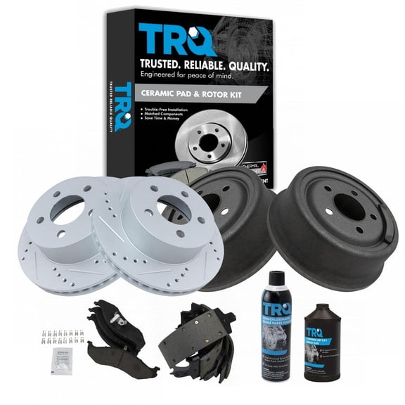 Brake Performance Rotor Ceramic Pad Drum & Shoe Front & Rear Kit w/Chemicals BKA22099 Fits select: 1997-2000 JEEP WRANGLER / TJ, 1999-2001 JEEP CHEROKEE