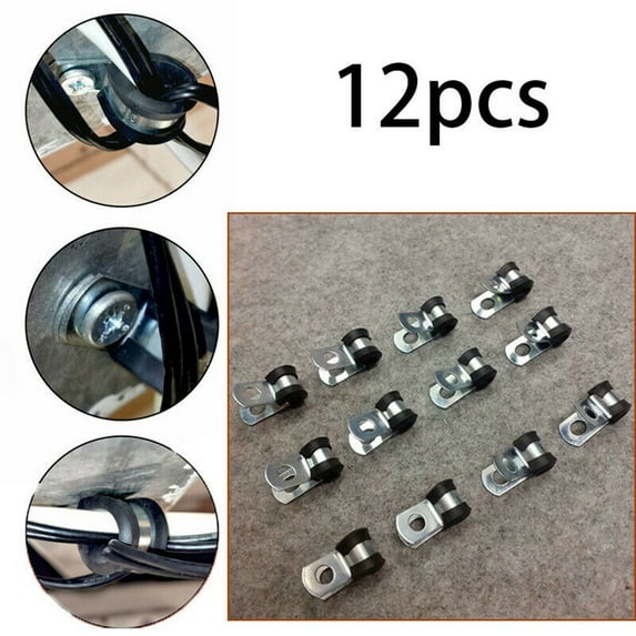 Brake Pipe Clips Rubber Lined P Clips 5/16\" (5mm) lines Pack of 12