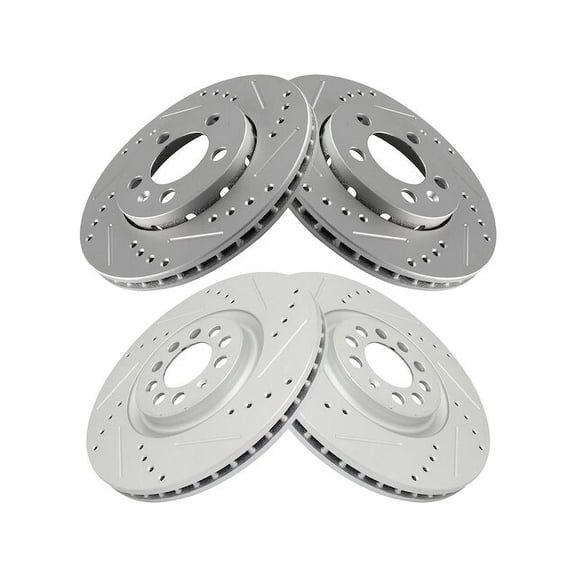 Brake Rotor Set 4 Piece - Compatible with 2004 - 2005 Volkswagen Jetta GLI 1.8L 4-Cylinder Turbocharged