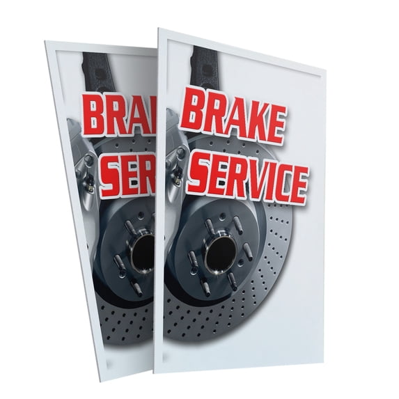 Brake Service (2-PACK) 24" x 36" Plastic Signs | Sign Insert 4mm Corrugated Plastic Signs Storefront Window Poster