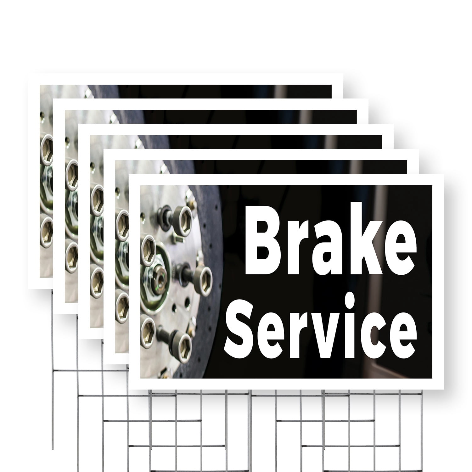 Brake Service Yard Sign 5 Pack of 24 Inch x 36 Inch Double Sided ...