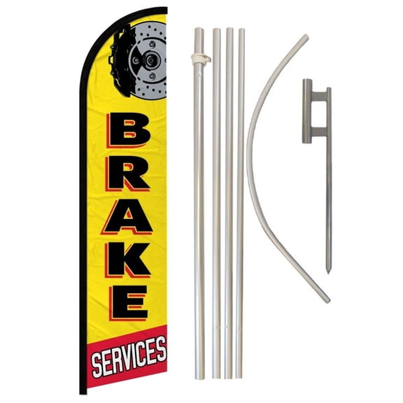 Brake Services Windless Banner Flag & Pole Kit