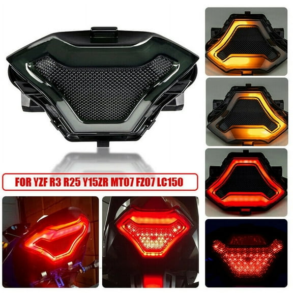 Brake Tail Light w/LED Flowing Turn Signal For Yamaha YZF R3 R25 Y15ZR MT07 FZ07