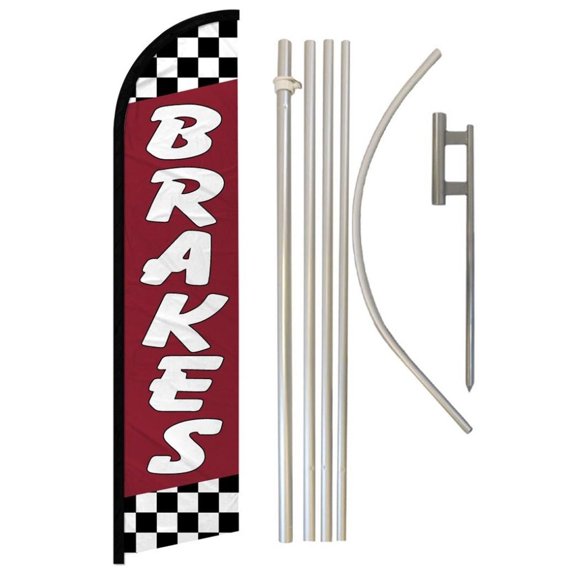 Brakes (Red) Windless Banner Flag & Pole Kit