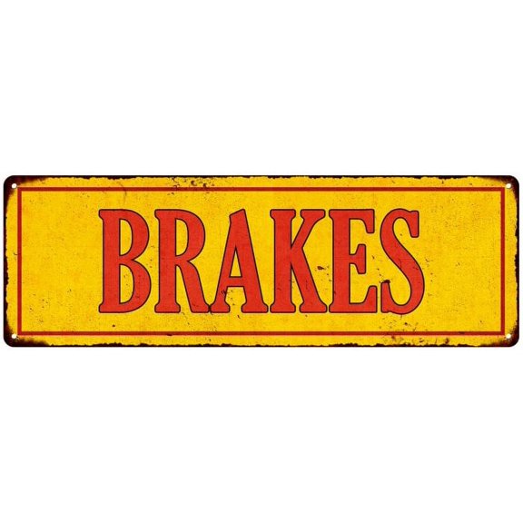 Brakes in Vintage Looking Metal Sign Shop Oil Gas 6x18 Garage 206180064004