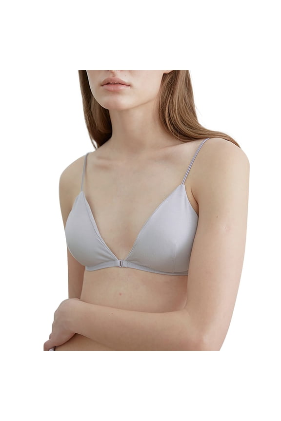 Bralette For Women Girls Teens Low Support Triangle V Neck Bra Front Button Slim Strap Training Bra Padded Wire