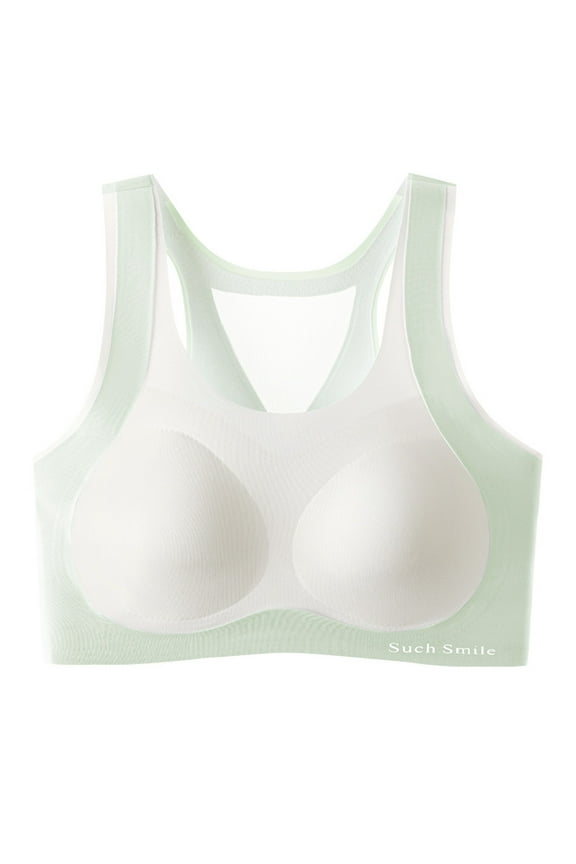 Bralette for Girls Seamless Training Bras for Girls Racerback Teen Bras Soft Lightweight Breathable Sports Bra with Padding Green XXXL