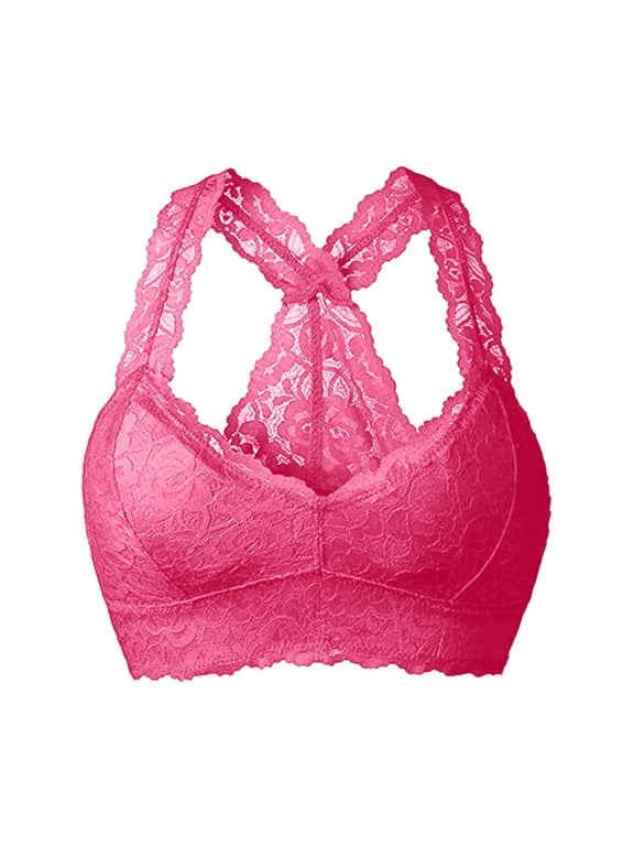 Bralette for Women JIANLAI Padded Longline Bralettes, Convertible Wireless Bras for Women Hot Pink