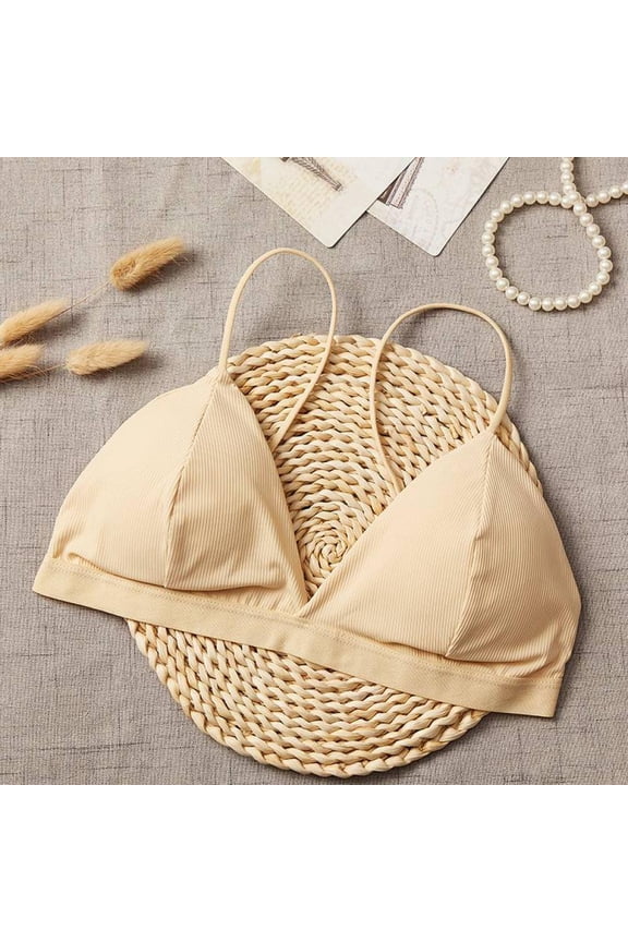 Bralette for Women Triangle Cups Removable Padded Wire Free Pull On Closure Tube Top