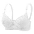 thumbnail image 1 of Bralettes for Lady with Support Floral Lace Underwire Bra White, With Padded Cups, Womens Comfortable Everyday Wear Bralette Soft Breathable Brassiere White L, 1 of 2