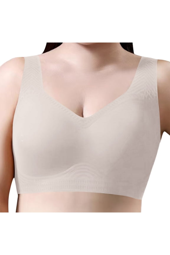 Bralettes for Women with Support, Audhol Jelly Bra Lifting Wire Jelly Bra Supportive Bras Comfort and Soft Breathable Seamless Bras for Women White 4XL