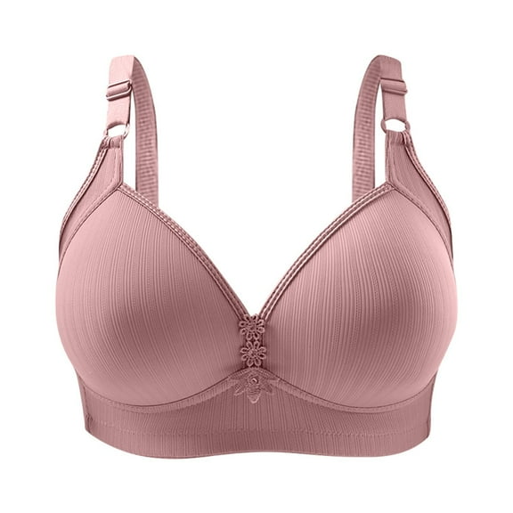 Bralettes for Women with Support New Woman's Solid Color Comfortable Hollow out Perspective Bra Underwear No Underwire Womens No Wire Bra Style B-38 Pinky