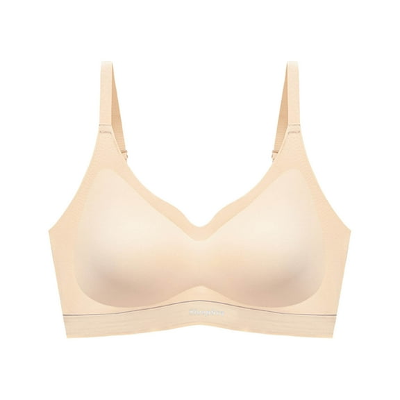 Bralettes for Women with Support Tops Bra Wire-Free Underwears Base Vest Style Sports Lingerie V-Neck Full-Coverage Bra Feature Hook and Eye Closure Push-up Bra Style Y-260 , Beige XXL