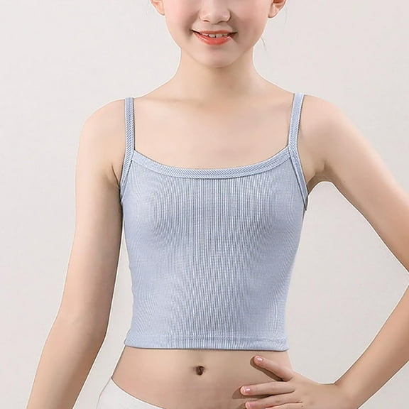 Bralettes for Girl New 8-12 Years Girls' Underwear Development Period Comfortable Breathable Small Student Bra Thin Style B-12 Blue M