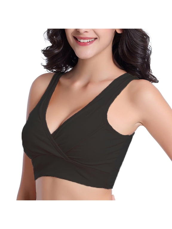 Bralettes for Ladies Crossover V Neck Pull on Support with Wide Straps Soft Cup Shape And Flexible Underband for Daily Wear Wireless Bras for Women