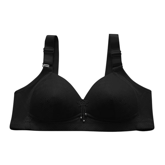 Bralettes for Lady Padded Women No Underwire Full Cover Bras Adjustable Strap Sport Bras Everyday Underwear Push up Brassiere Black 42