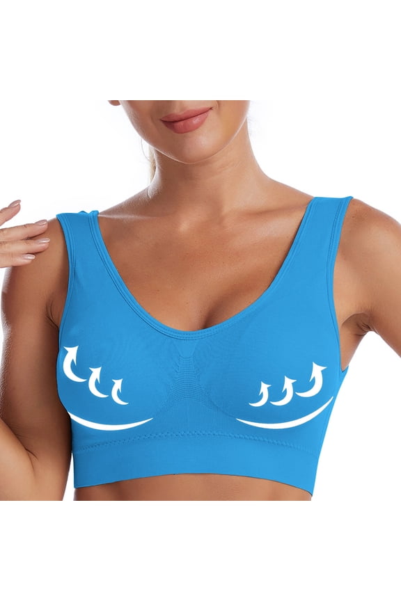 Bralettes for Women Padded New Ladies Traceless Comfortable No Underwire Breathable Gathering Bra Woman Underwear Style B-57 Blue