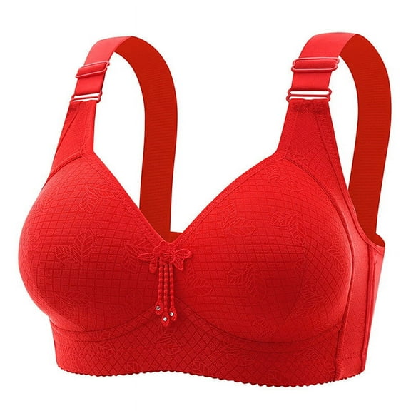 Bralettes for Women Support Padded Wireless Bras Wider Adjustable Straps Support Comfort Bra for T Shirts (XL, Red)