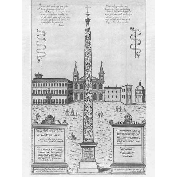 Brambilla Rome Egyptian Obelisk Constantine Engraving Extra Large XL Wall Art Poster Print