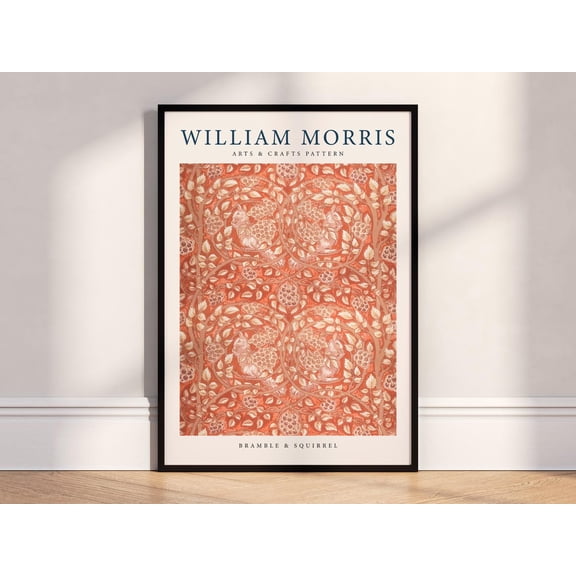 Bramble Squirrel Pattern William Morris Style Arts Crafts, Unframed Poster