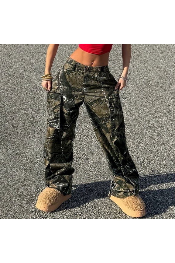 Brambles Camouflage Print Cargo Pants (L, ArmyGreen)