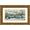 thumbnail image 1 of Bramma, Lila 32x18 Gold Ornate Wood Framed with Double Matting Museum Art Print Titled - Teal Seascape II, 1 of 4