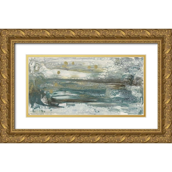 Bramma, Lila 32x18 Gold Ornate Wood Framed with Double Matting Museum Art Print Titled - Teal Seascape II