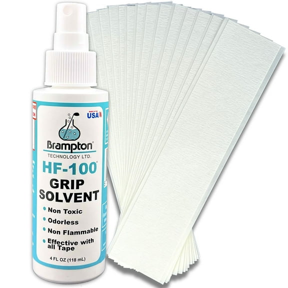 Brampton Basic Golf Grip Kit for Golf Club Regripping - 15 Premium 2"x10" Golf Grip Tape Strips, & 4 oz HF-100 Non-Toxic, Non-Flammable, Odorless Golf Club Grip Solvent
