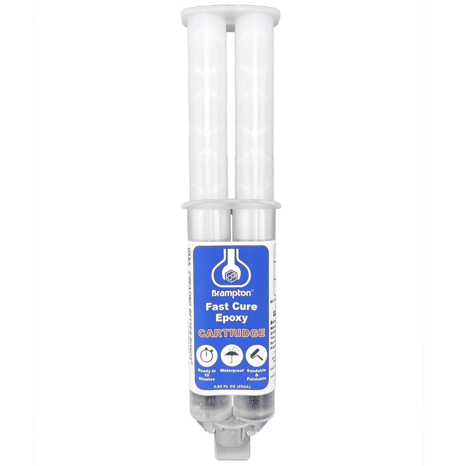 Brampton Fast Cure Epoxy - 10-Minute Set Time, Adhesive Kit for Metal, Wood, Ceramic, Glass, Stone, Tile, & Plastics
