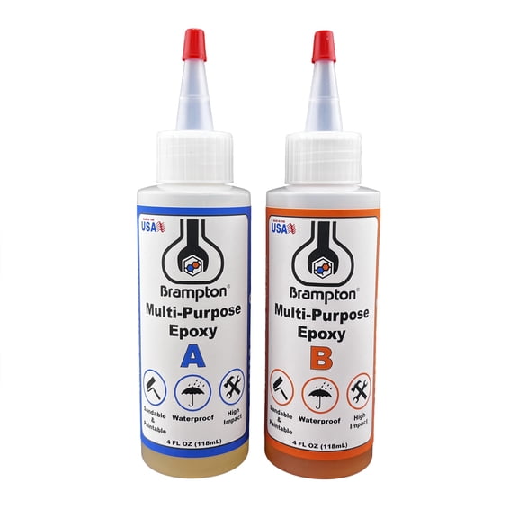 Brampton Multi-Purpose Epoxy, Quick 30-Minute Set, Waterproof 2-Part Epoxy Glue Kit for Tile, Metal, Ceramic, Glass, Wood, Stone, Strong Bonding, Sandable, Paintable Resin, Easy 1:1 Mix, 8 oz