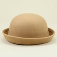thumbnail image 1 of Bramtres Bucket Hat,Hats for Women Elegant Adults Solid Hat Roll Up Brim Panama Bowler Hat Bucket Hat Mens Womens Classic Wool Round Bowler Hats Cap Sun Hats,Summer Hats Khaki, 1 of 3