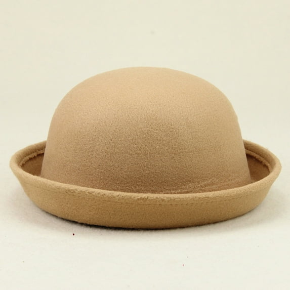 Bramtres Bucket Hat,Hats for Women Elegant Adults Solid Hat Roll Up Brim Panama Bowler Hat Bucket Hat Mens Womens Classic Wool Round Bowler Hats Cap Sun Hats,Summer Hats Khaki