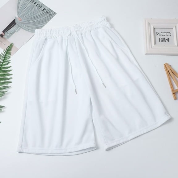 Bramtres Clearance Sale Mens Shorts,Mens Shorts Casual,Summer Fashion Trend Casual Comfortable Solid Mesh Men'S Shorts,Workout Shorts,Mens Pants White L