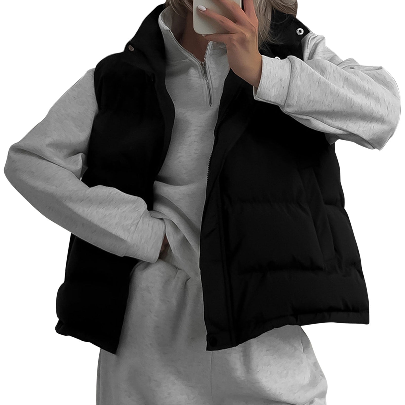 Bramtres Jackets for Women Fleece Jacket Puffer Vest Womens Oversized