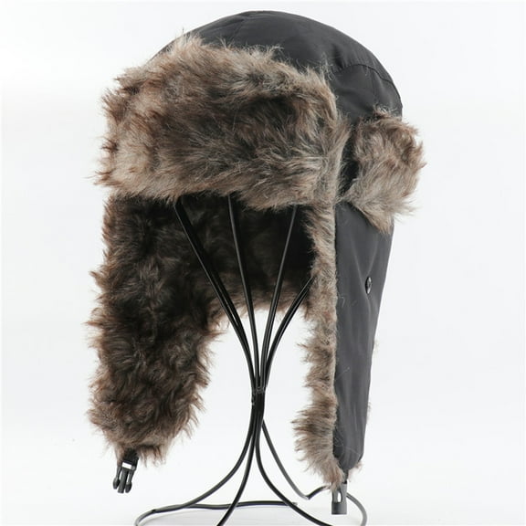 Bramtres Mens Hats,Winter Hats Cap Men's Waterproof Thunderhead Windproof Ski Cap Cold Ear Cap Baseball Caps Ushanka,Trapper Hat Black