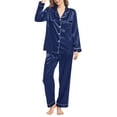 thumbnail image 1 of Bramtres Pajama Sets for Women 2 Piece Silk Pajamas Silk Like Pajamas Long Sleeve Set Two Piece Sleepwear Button Down Nightwear Loungewear Sets Satin Pajama Set Womens Pajama Sets A XL, 1 of 6