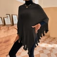thumbnail image 1 of Bramtres Shawl Wraps for Women,Ponchos Womens Solid Color Frayed Pullover Fringed Shawl Sweater Cape Fashion Coat Women's Scarves & Wraps Black M, 1 of 5