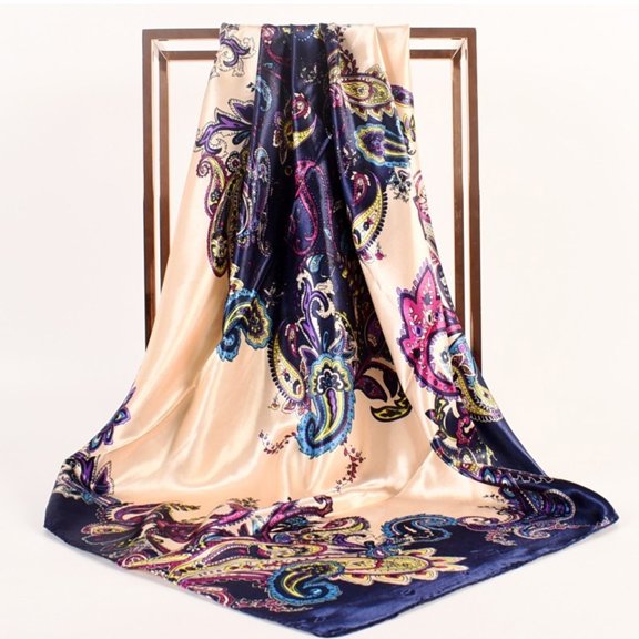 Bramtres Silk Scarf,Satin Scarf Womens Spring Summer Prints Satin Cashew Flower Prints Square Scarf Scarf for Women,Neck Scarf A