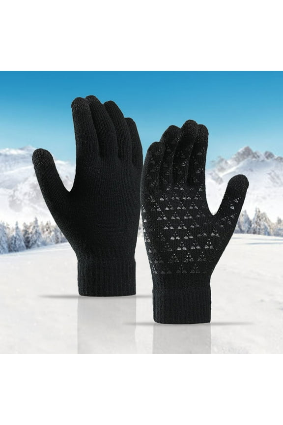 Snow Gloves,Ski Gloves Winter Upgraded Touch-Screen Anti-Slip Gloves Elastic Cuff Thermal Soft Knit Lining Gloves For Men Women Gloves for Cold Weather,Winter Gloves Black