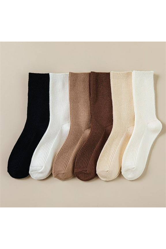 Socks for Women,Ankle Socks Women's Solid Color 5 Pairs Of Mid Calf Socks Autumn And Winter Wool Socks Long Socks College Soft Wool Socks Short Socks Wool Socks,Crew Socks Brown