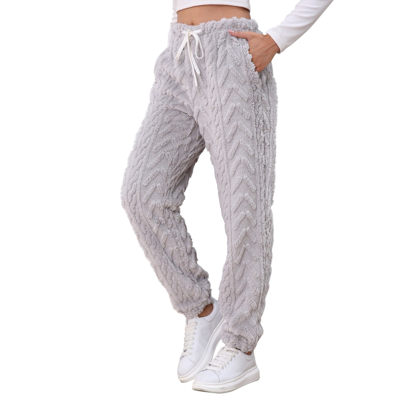 Bramtres Sweatpants Women Casual Pants for Women Solid Plush Warm And
